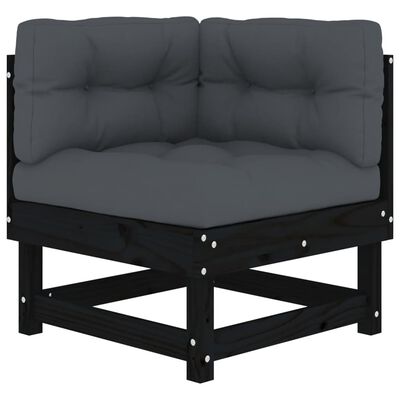 vidaXL 4 Piece Garden Lounge Set with Cushions Black Solid Wood
