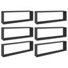vidaXL Wall Shelf | Set of 6 | Grey | Engineered wood | Large | Wall Shelf
