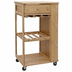 vidaXL Kitchen Trolley with Wheels Natural 47.5 x 36 x 83 cm Bamboo