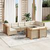 vidaXL 10 Piece Garden Sofa Set with Cushions Beige Poly Rattan