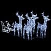 vidaXL Reindeers & Sleigh Christmas Decoration 280x28x55 cm Acrylic