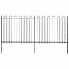 vidaXL Garden Fence with Hoop Top Steel 337x150 cm Black