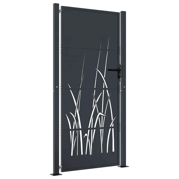 vidaXL Garden Gate Anthracite 100x200 cm Steel Grass Design