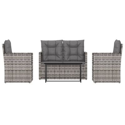 vidaXL 4 Piece Outdoor Lounge Set with Cushions Poly Rattan Grey