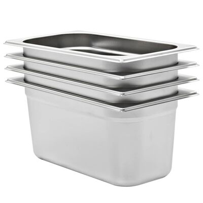 vidaXL Gastronorm Containers 4 pcs GN 1/3 150 mm Stainless Steel