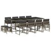 vidaXL 13 Piece Garden Dining Set with Cushions Grey Poly Rattan