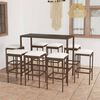 vidaXL 9 Piece Garden Bar Set with Cushions Poly Rattan Brown
