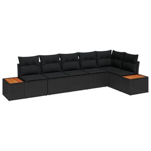 vidaXL Garden Sofa Set with Cushion 6 pcs Black Poly rattan