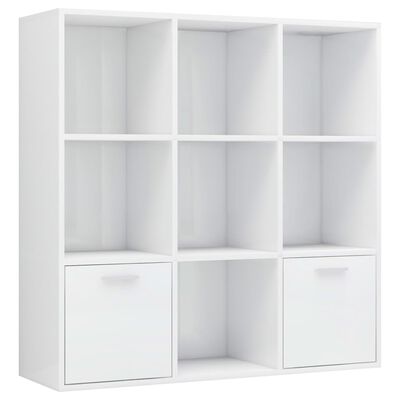 vidaXL Book Cabinet High Gloss White 98x30x98 cm Engineered Wood