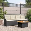 vidaXL 3 Piece Garden Lounge Set with Cushions Black Poly Rattan
