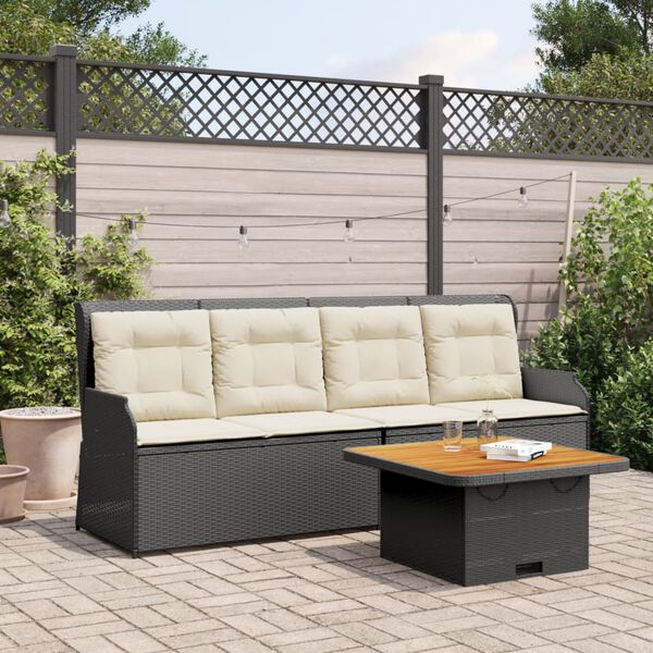 vidaXL 3 Piece Garden Lounge Set with Cushions Black Poly Rattan