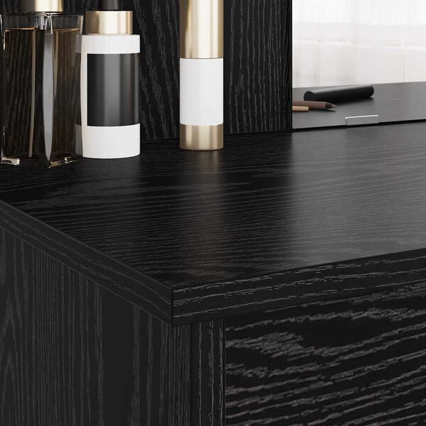 vidaXL Dressing Table with Mirror Black Oak 96 x 39 x 142 cm