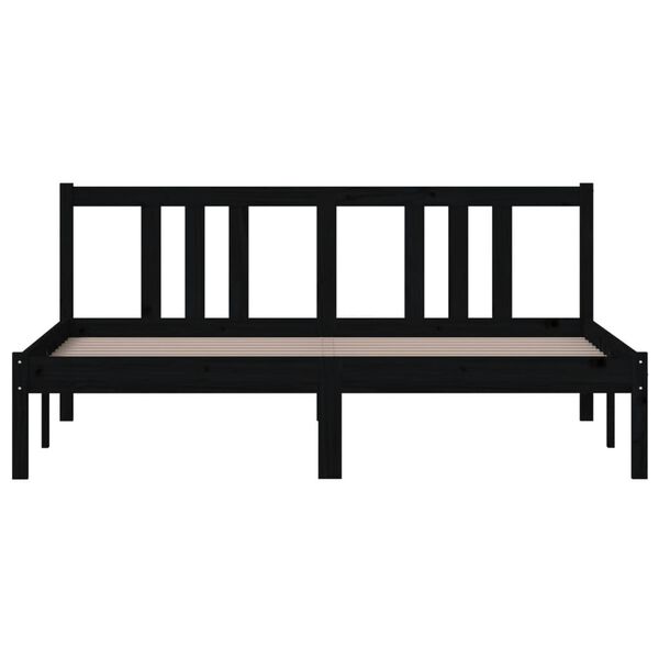 vidaXL Bed Frame without Mattress Black Solid Wood 150x200 cm King Size King Size