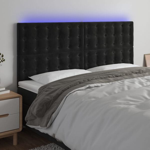 vidaXL LED Headboard Black 160 cm Velvet