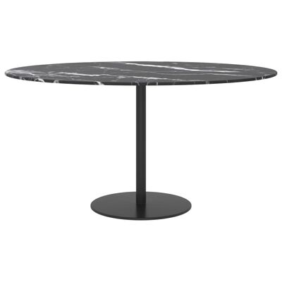 vidaXL Table Top Black Ø80x1 cm Tempered Glass with Marble Design