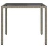 vidaXL Garden Table 90x90x75 cm Tempered Glass and Poly Rattan Grey