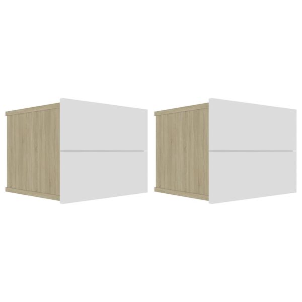 vidaXL Bedside Cabinets 2 pcs White and Sonoma Oak 40x30x30 cm Engineered Wood