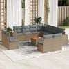 vidaXL 12 Piece Garden Sofa Set with Cushions Beige Poly Rattan