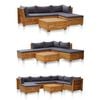 vidaXL Sectional Footrest 1 pc with Cushion Solid Acacia Wood