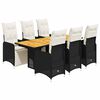 vidaXL 7 Piece Garden Bistro Set with Cushions Black Poly Rattan