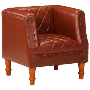 vidaXL Tub Chair Brown Real Goat Leather