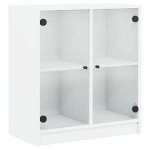 vidaXL Side Cabinet with Glass Doors White 68x37x75,5 cm