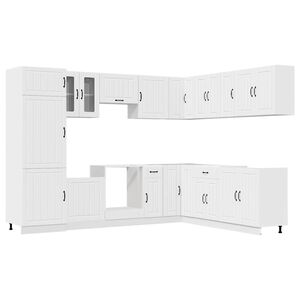vidaXL 14 Piece Kitchen Cabinet Set Lucca White Engineered Wood