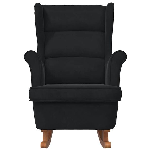 vidaXL Rocking Chair Wingback Black Velvet and Solid Wood