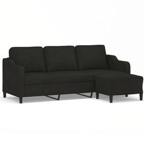 vidaXL 3-Seater Sofa with Footstool Black 180 cm Fabric