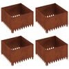 vidaXL Lawn Edging 4 pcs 60 x 60 x 35 cm Steel Rusty