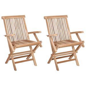 vidaXL Folding Garden Chair 2 pcs Natural Solid Teak Wood