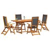 vidaXL 5 Piece Garden Dining Set Solid Wood Acacia and Textilene