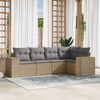 vidaXL 5 Piece Garden Sofa Set with Cushions Beige Poly Rattan