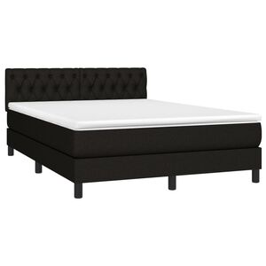 vidaXL Box Spring Bed with Mattress&LED Black 152x203 cm Queen Fabric