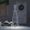 vidaXL LED Christmas Tree with Ground Spikes Cool White 250 cm Iron