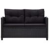 vidaXL 2-Seater Garden Sofa with Cushions Black 124 cm Poly Rattan