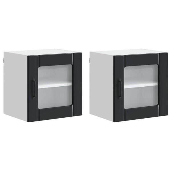vidaXL Kitchen Cabinet 2 pcs Black 40 x 31 x 40 cm Engineered Wood