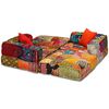 vidaXL 3-Seater Modular Pouffe Patchwork Fabric