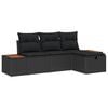 vidaXL Garden Sofa Set 4 pcs Black Poly Rattan