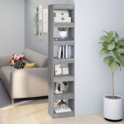 vidaXL Book Cabinet/Room Divider Grey Sonoma 40x30x198 cm