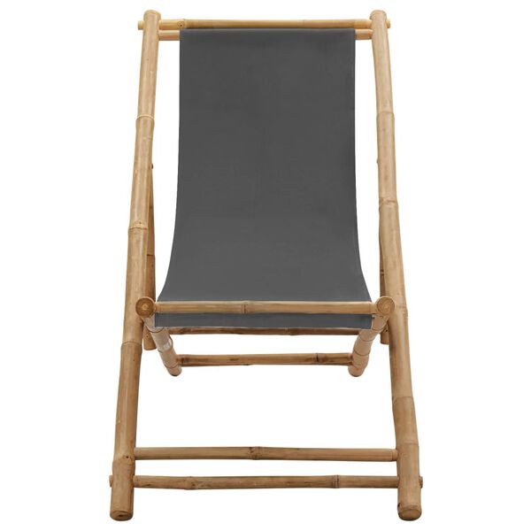 vidaXL Deck Chair Bamboo and Canvas Dark Grey