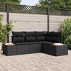 vidaXL Garden Sofa Set with Cushion 4 pcs Black Poly Rattan