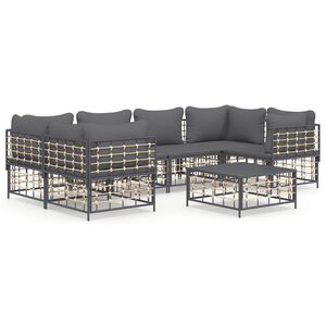 vidaXL 7 Piece Garden Lounge Set with Cushions Anthracite Poly Rattan