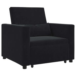 vidaXL Pull out Sofa Bed Single with Wheels Black Velvet