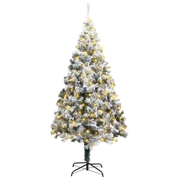 vidaXL Artificial Christmas Tree with 300 LEDs with Stand White 180 cm