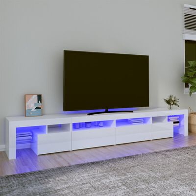 vidaXL TV Cabinet with LED Lights High Gloss White 260x36.5x40 cm
