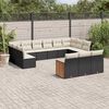 vidaXL 13 Piece Garden Sofa Set with Cushions Black Poly Rattan