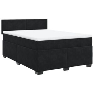 vidaXL Box Spring Bed with Mattress Black Queen Velvet