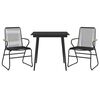 vidaXL 3 Piece Garden Dining Set Black PVC Rattan