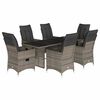 vidaXL 7 Piece Garden Dining Set with Cushions Grey Poly Rattan
